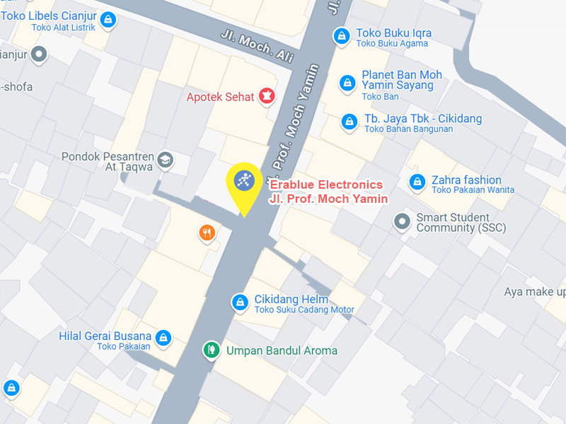 Peta ke toko EraBlue di  Jl. Prof Moch Yamin, RT 003, RW 009, terletak di Kel/Desa Sayang, Kecamatan Cianjur, Kabupaten Cianjur, Provinsi Jawa Barat